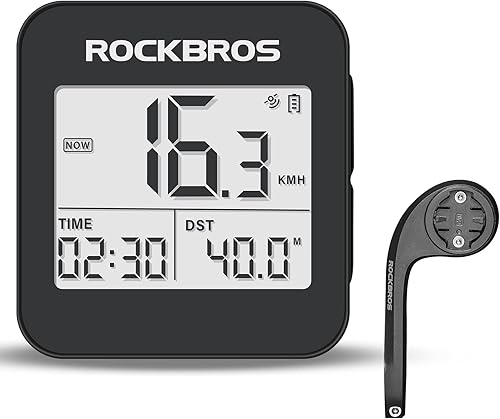 ROCKBROS Computadora de bicicleta GPS con soporte, computadora de ciclismo con retroiluminación automática, odómetro de bicicleta IPX6 impermeable y