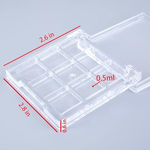 Miniatura 4 de 9 Wells - Caja de paleta de almacenamiento de pintura de plástico transparente, mini caja de paleta de pintura de viaje para pintura de acuarela,