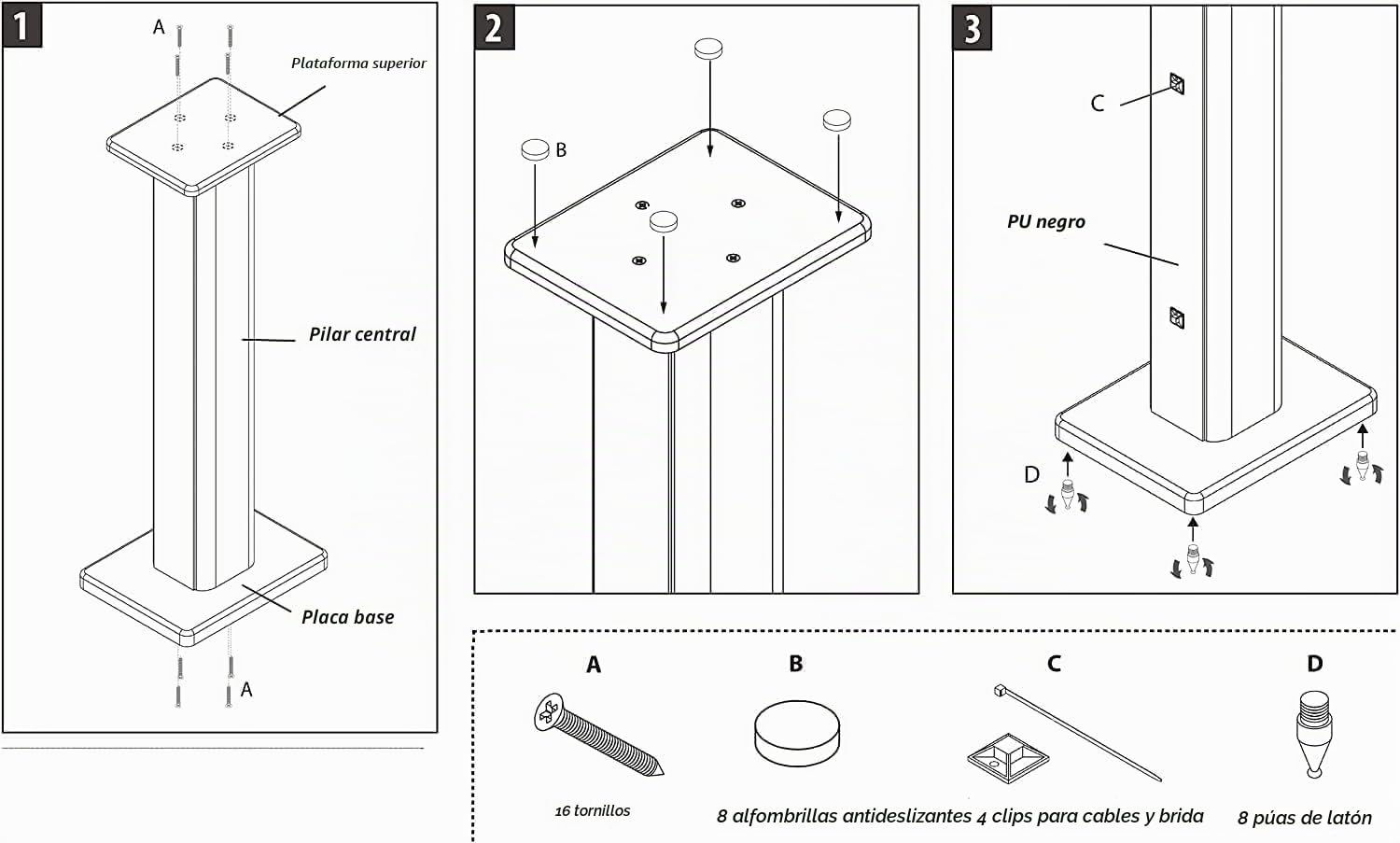 Soportes universales para altavoces de madera de 60 cm, soporte resistente para monitor de estudio con ajuste de relleno