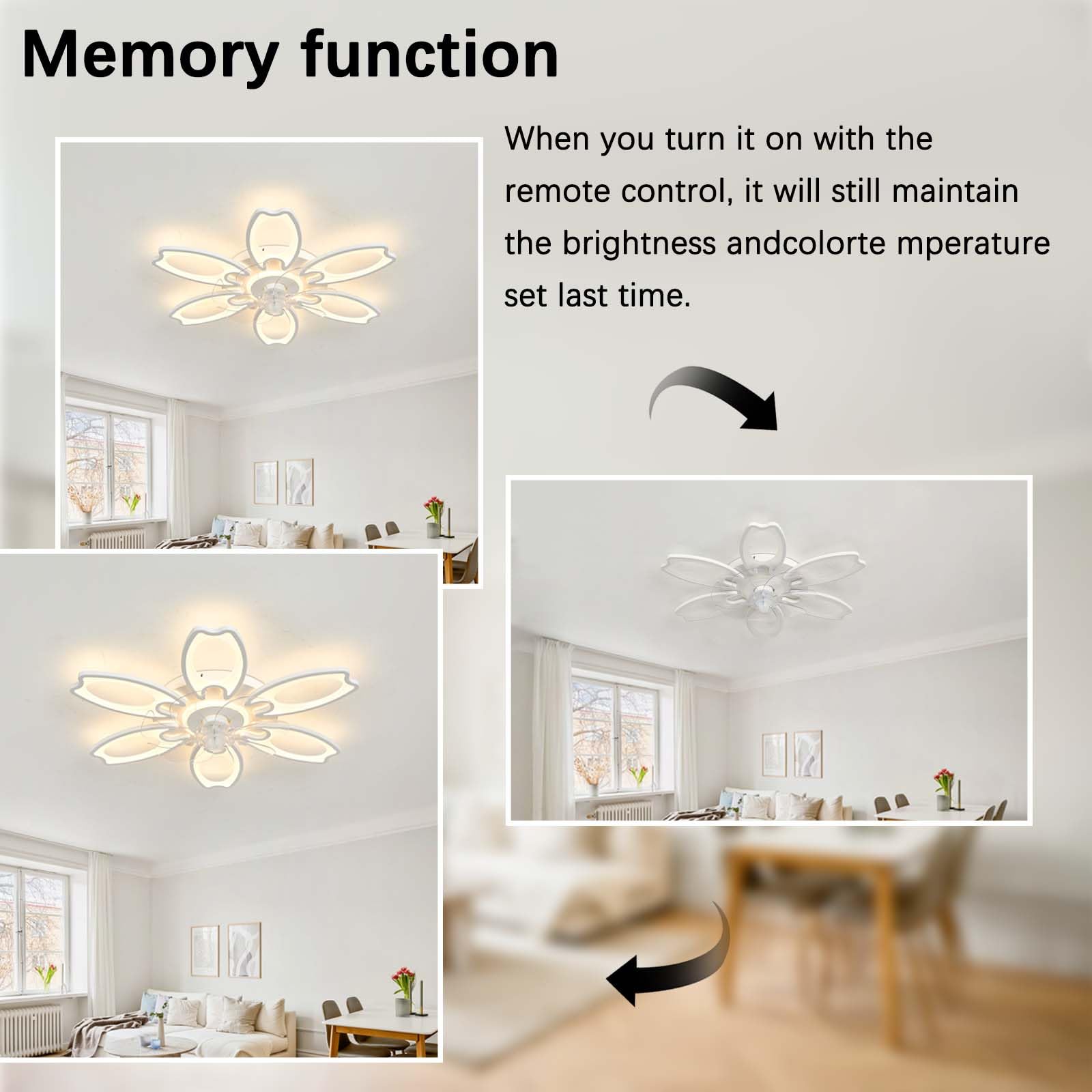 Weiß Deckenleuchte mit Ventilator Alexa-kompatibel für Schlaf | App und Fernbedienung Ventilator mit Licht,108W Deckenventilator mit Beleuchtung leise 6-Gang,Timer