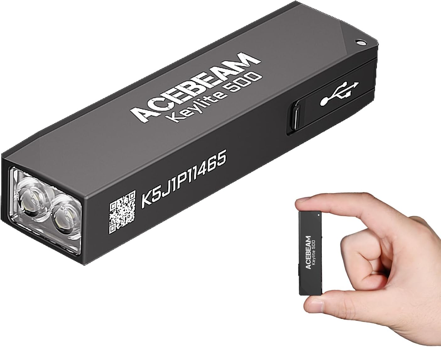ACEBEAM Keylite 500 Excessive Lumens Keychain Flashlight Rechargeable, Extremely-Compact Flat Pocket EDC Flashlight with Twin LEDs, 6 Modes, Sort-C Charging, Small MINI Flash Mild for Emergency, Dwelling, Outside