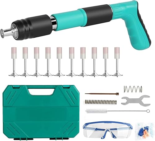 Kit de pistola de clavos de hormigón con 10 clavos, pistola de uñas de acero manual ajustable de 5 velocidades, herramienta eléctrica de fijación de disponible en Yaxa Peru
