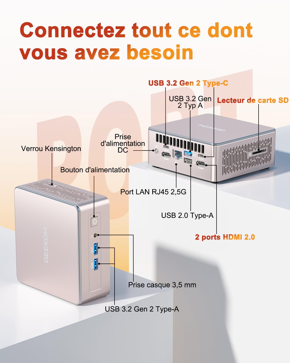 GEEKOM A5 Mini PC Nouveauté 2026 AMD Ryzen 5 7430U, 16Go RAM 512Go SSD (Évolutif), 2.5G LAN, Boîtier Métal, Mini Ordinateur NUC Silencieux, Lecteur SD, 4 écrans 8K, Windows 11 Pro pour Écoles/Bureaux