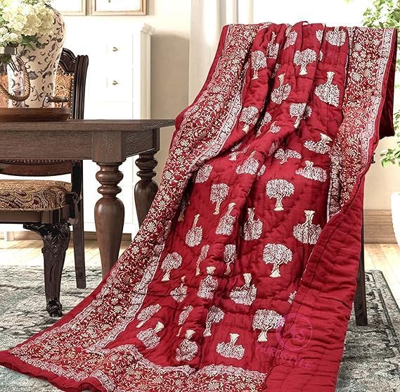 Image of Jaipuri Cotton Razai Double Bed Quilt - Soft AC Floral Print for Winter (Design 6, Single Bed)
