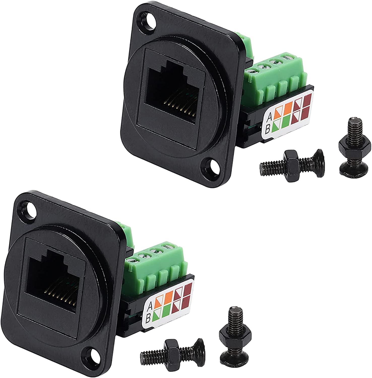 2 Prese RJ45 Per Montaggio A Pannello - Femmina 8P8C, Per Cablaggio LAN Cat5e - Foto 4