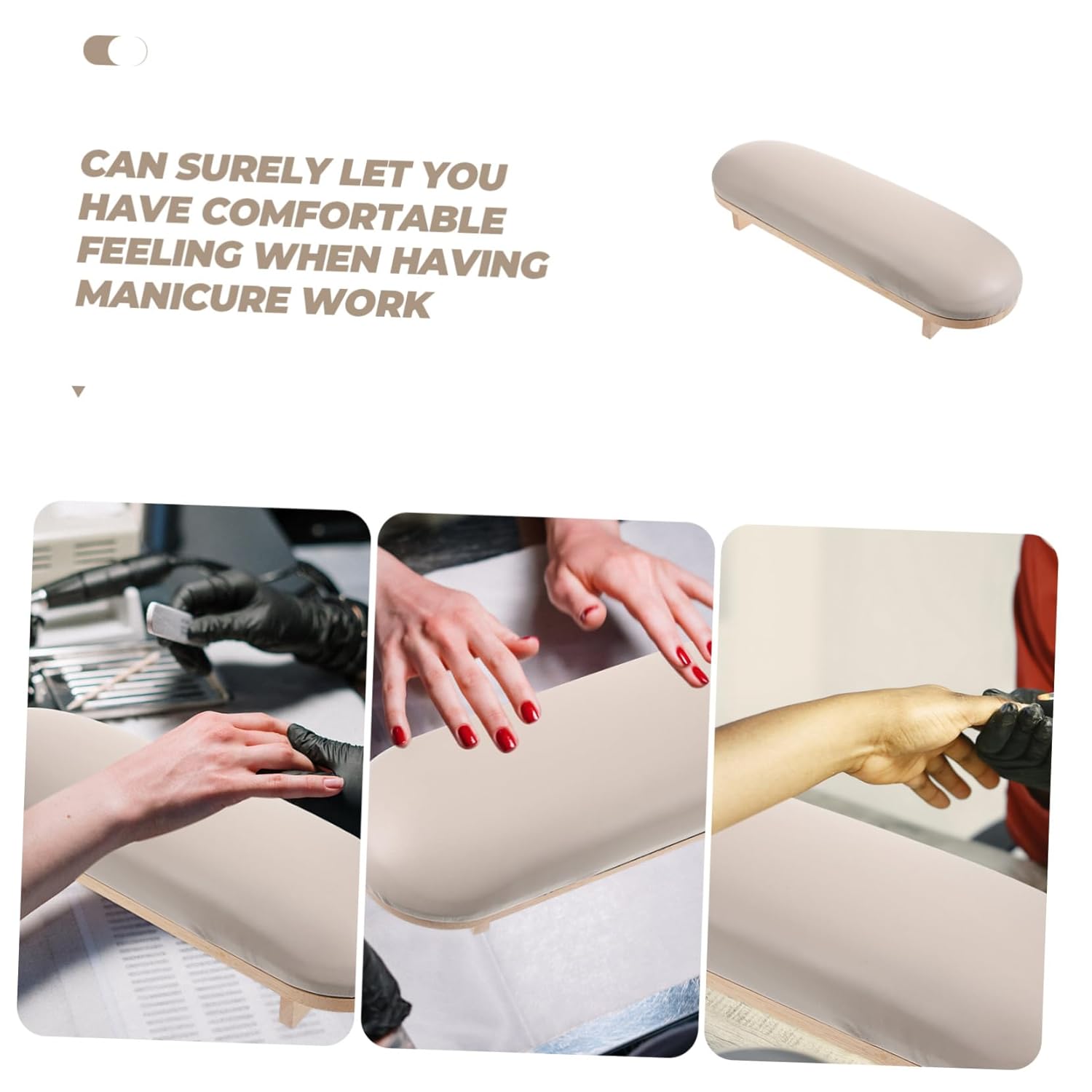 VICASKY Manicure Arm Rest Stand Wooden Hand Rest Pillow Leather Cover for Nail Art Lightweight and Practical for Nail Salon and Home Use