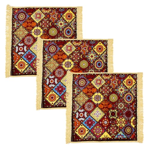 Image of BENAVJI Traditional Floral Printed Carpet Rug for Living Room | Soft Floor Mat with Decorative Tassel Border | Anti-Skid Multipurpose Area Rug for Bedroom, Hall & Home Decor Pack of 3