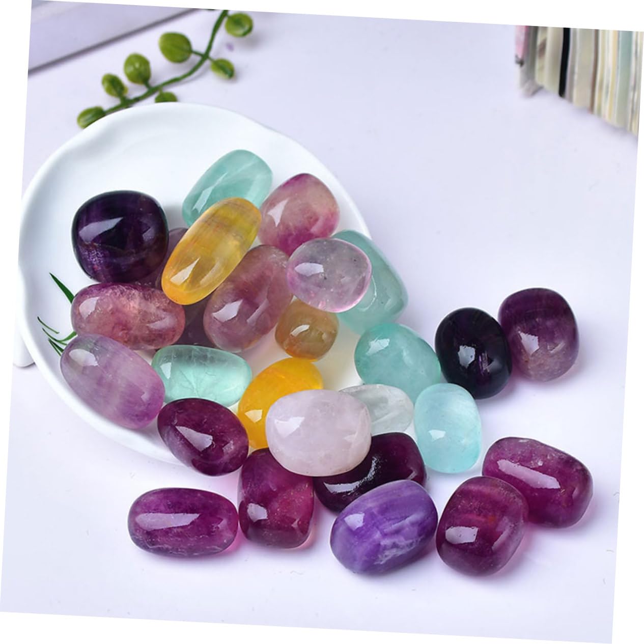ULTECHNOVO Handgefertigter Aromatherapie Diffusor aus Natürlichem Fluoritstein Mehrfarbiges Dekorationsornament für Angenehmes Scented Stone Block