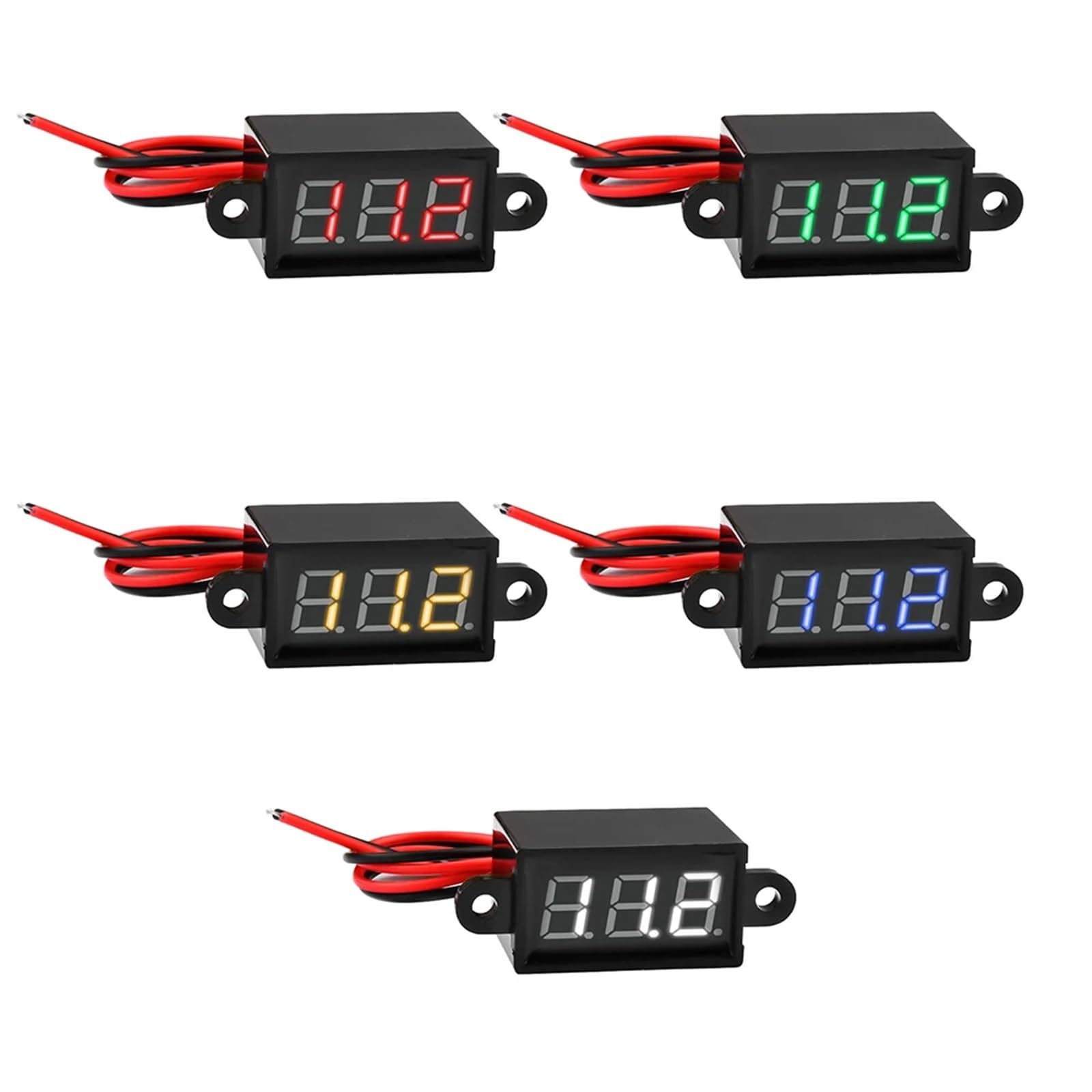 Voltímetro digital for coche, CC 3,0 V-30,0 V, medidor de voltaje automotriz, resistente al agua, 12 V, 24 V, pantalla LED for motocicleta y vehículo.(White Display)
