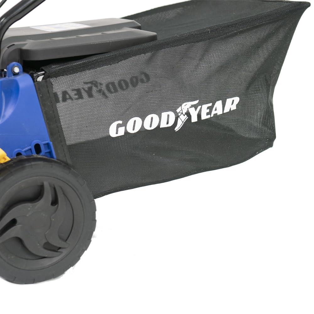 Goodyear - Tondeuse à Gazon Électrique 1800W, Largeur de Coupe 40cm, Moteur 3200 TR/Min, Tondeuse Électrique Filaire pour Jardin jusqu'à 300m², Hauteur Réglable & Bac de Ramassage 35L