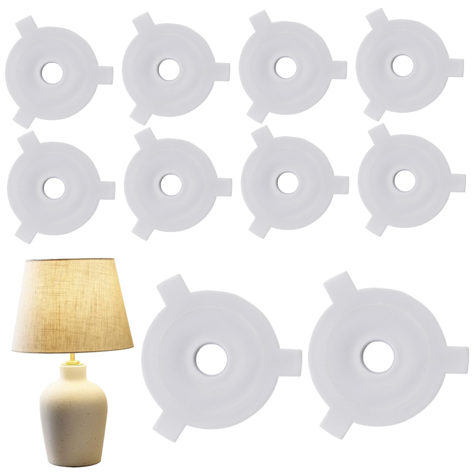 Syglawnd 10Pcs Lamp Shade Ring, Lamp Shade Adapter, E27 To 11Mm Ring, White Plastic Lampshade Adapter, Replacement