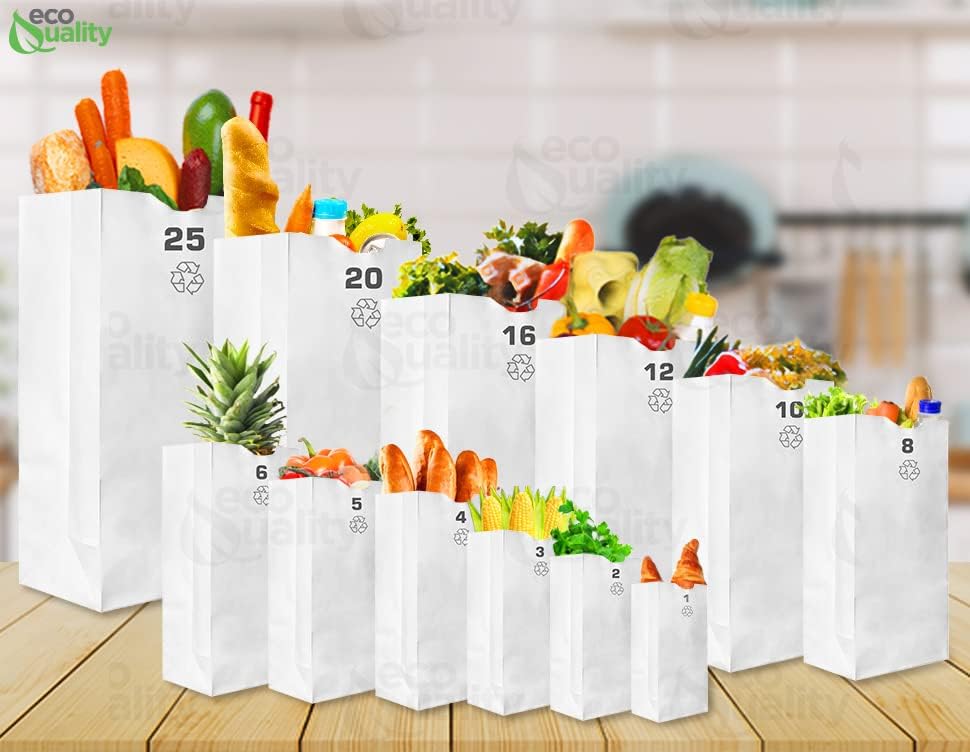 Miniatura 4 de EcoQuality - Bolsas de papel de 10 libras bolsas de papel blanco de 10 libras bolsas de papel blanco de estraza para panadería bolsas de dulces