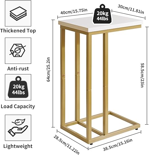 Miniatura 3 de Mesas auxiliares pequeñas en forma de C, mesa auxiliar, soporte de mesa pequeño para sala de estar, dormitorio, mesita de noche pequeña de 16 x 12 x