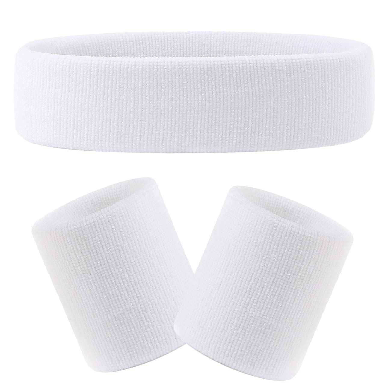 Hoter Sweatband Set Sports Headband Wristband Set Sweatbands Terry Cloth Wristband Athletic Exercise Basketball Wrist Sweatband and Headbands Moisture
