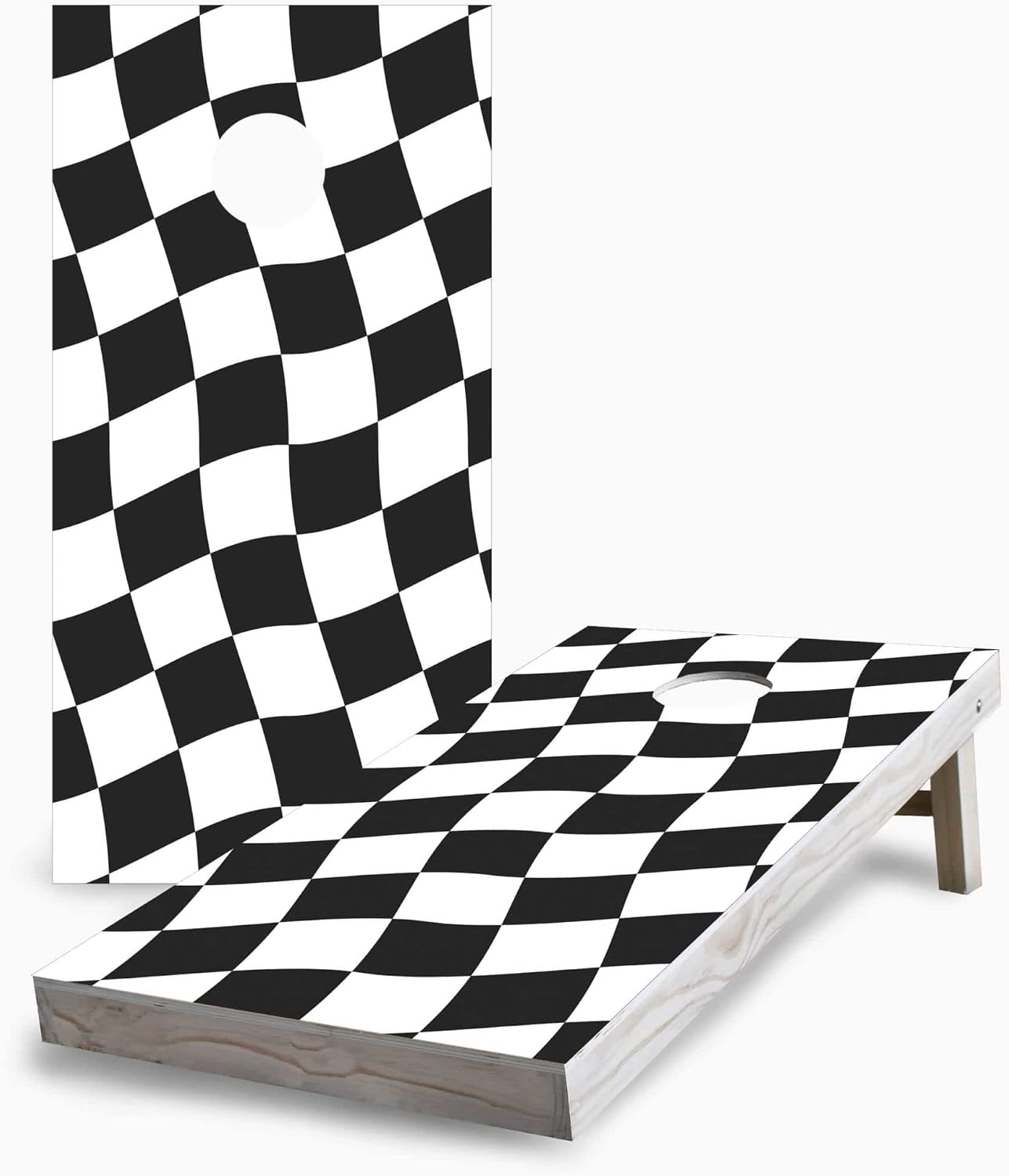 Skip's Garage Checkered Flag 2x4 Cornhole Boards - Corn Filled Bags - NO Additional Accessories