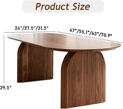 Oval Solid Wood Dining Table, Mid Century Modern Kitchen Table for Dining Room, Large Dining Tables for 4,6,8,Without Chairs(47.2 L x 23.6 W x 29.5 H, Black)