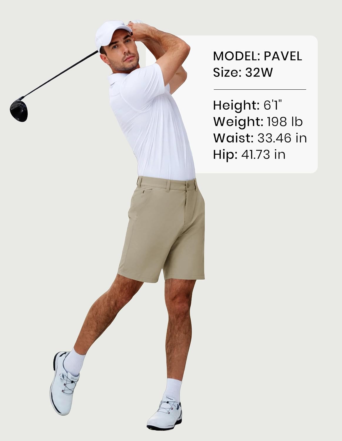 PULI Men's Golf Shorts 7 Inch Stretch Water-Resistant with 5 Pockets Hybrid Shorts Quick Dry for Hiking Casual Travel