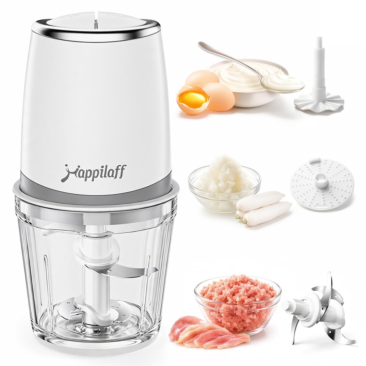 Amazon.co.jp: happilaff フードプロセッサー 1台8役 電動みじん切り器