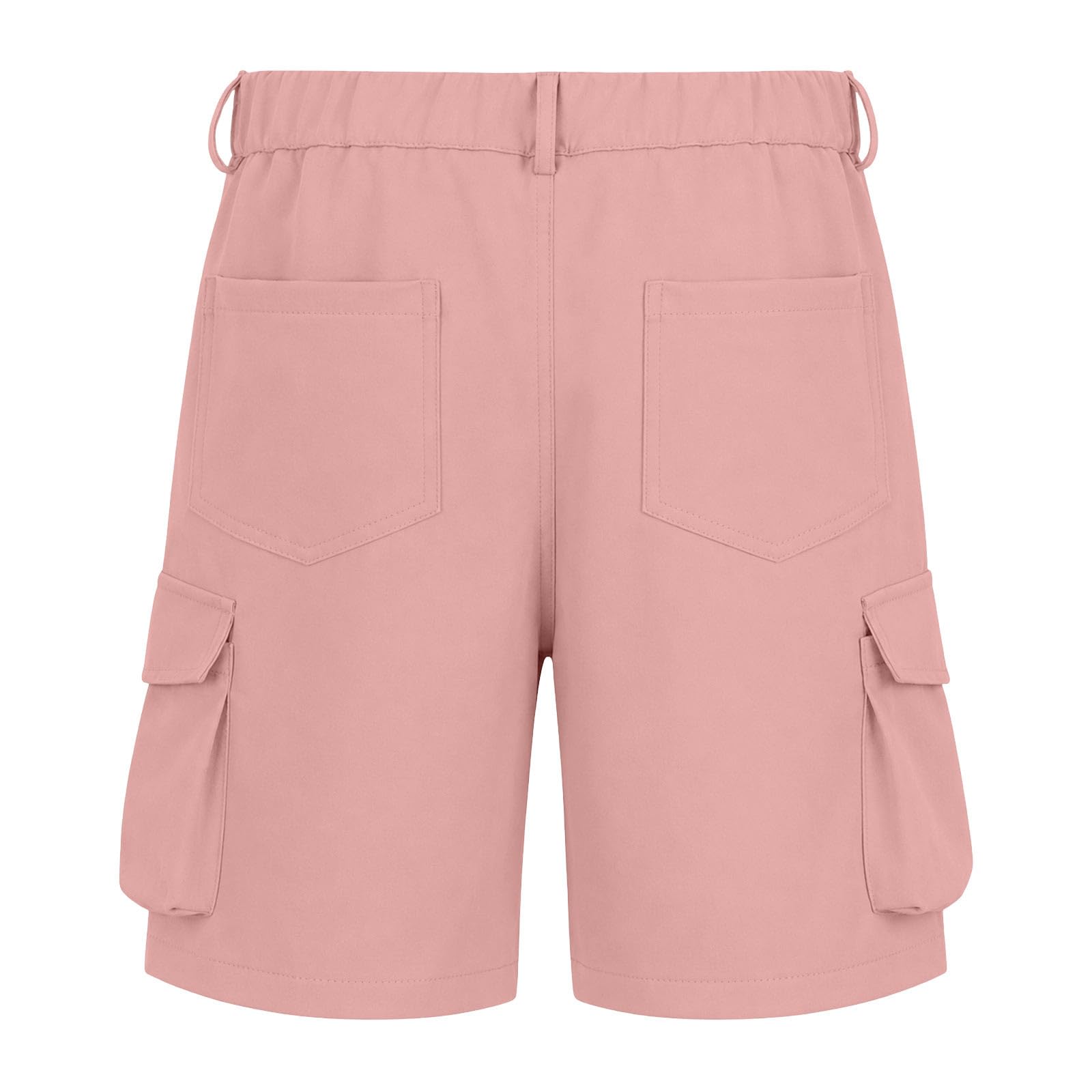 Generisch Kurze Hose Mädchen Sommer Bermuda Cargo Shorts Hohe Taille Cargoshorts mit Elastischem Bund und Taschen Wandershorts Einfarbige Knöpfen Stoffshorts Stretch Casual Cargohose Outdoor Golfhose