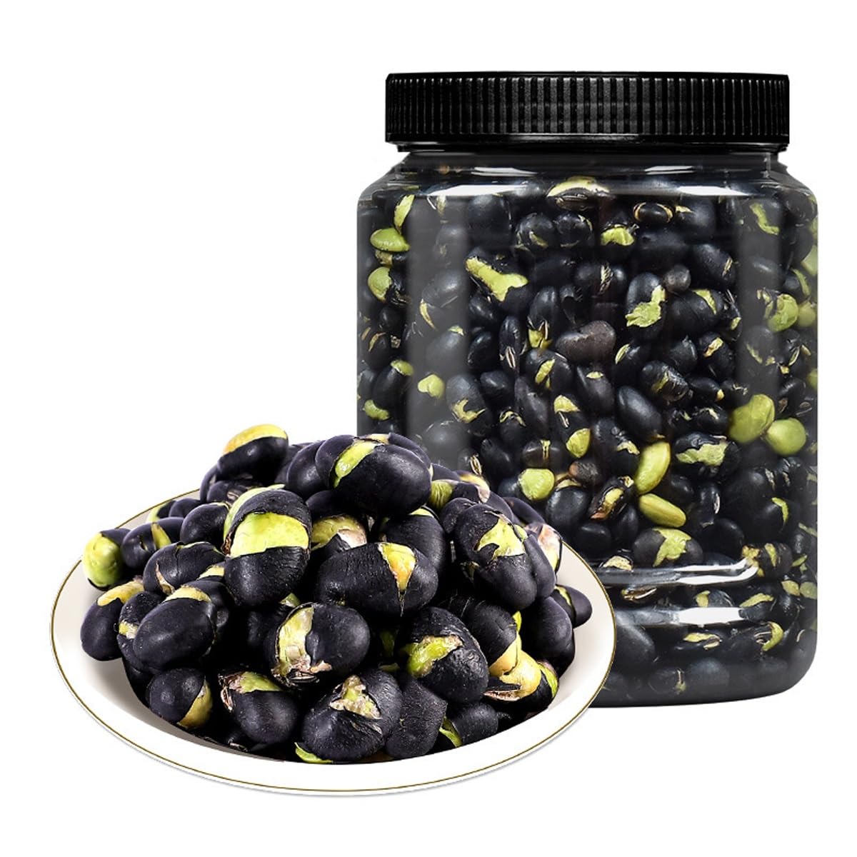 Soja Negra Tostada Con Sal 500g - Snack Crujiente Sabroso Tarro