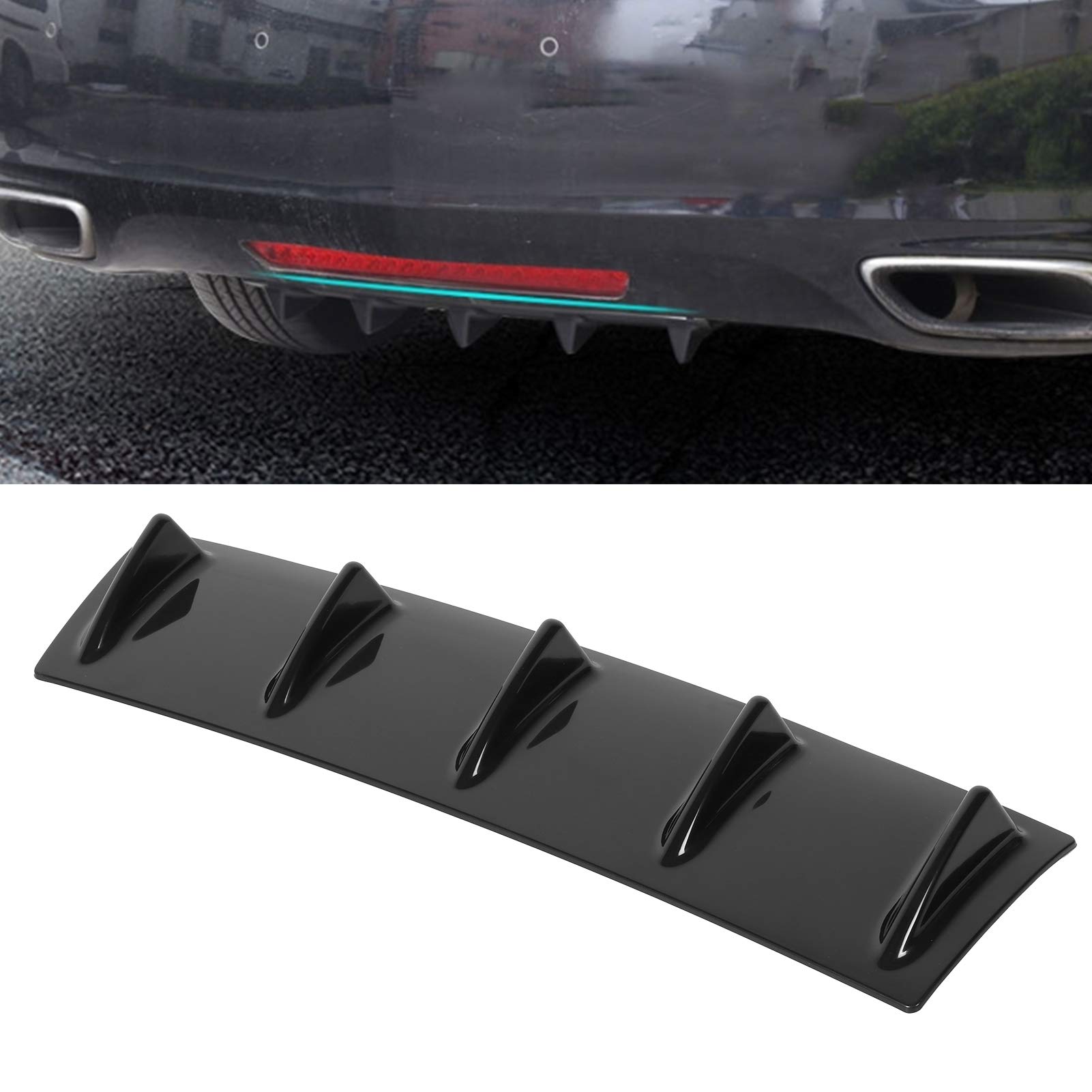 Qiilu Diffusore del paraurti posteriore, diffusore del labbro del paraurti posteriore Spoiler universale nero lucido resistente agli agenti atmosferici per la modifica