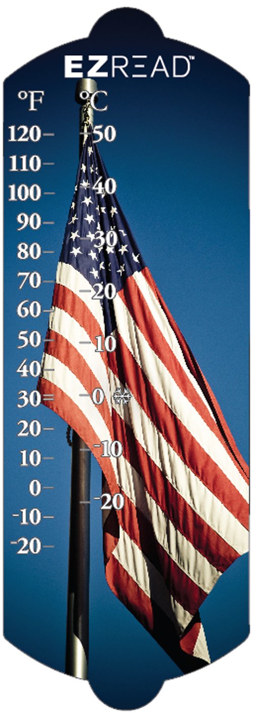Headwind Consumer Products 840-0042 EZREAD Indoor/Outdoor Thermometer with American Flag, 10