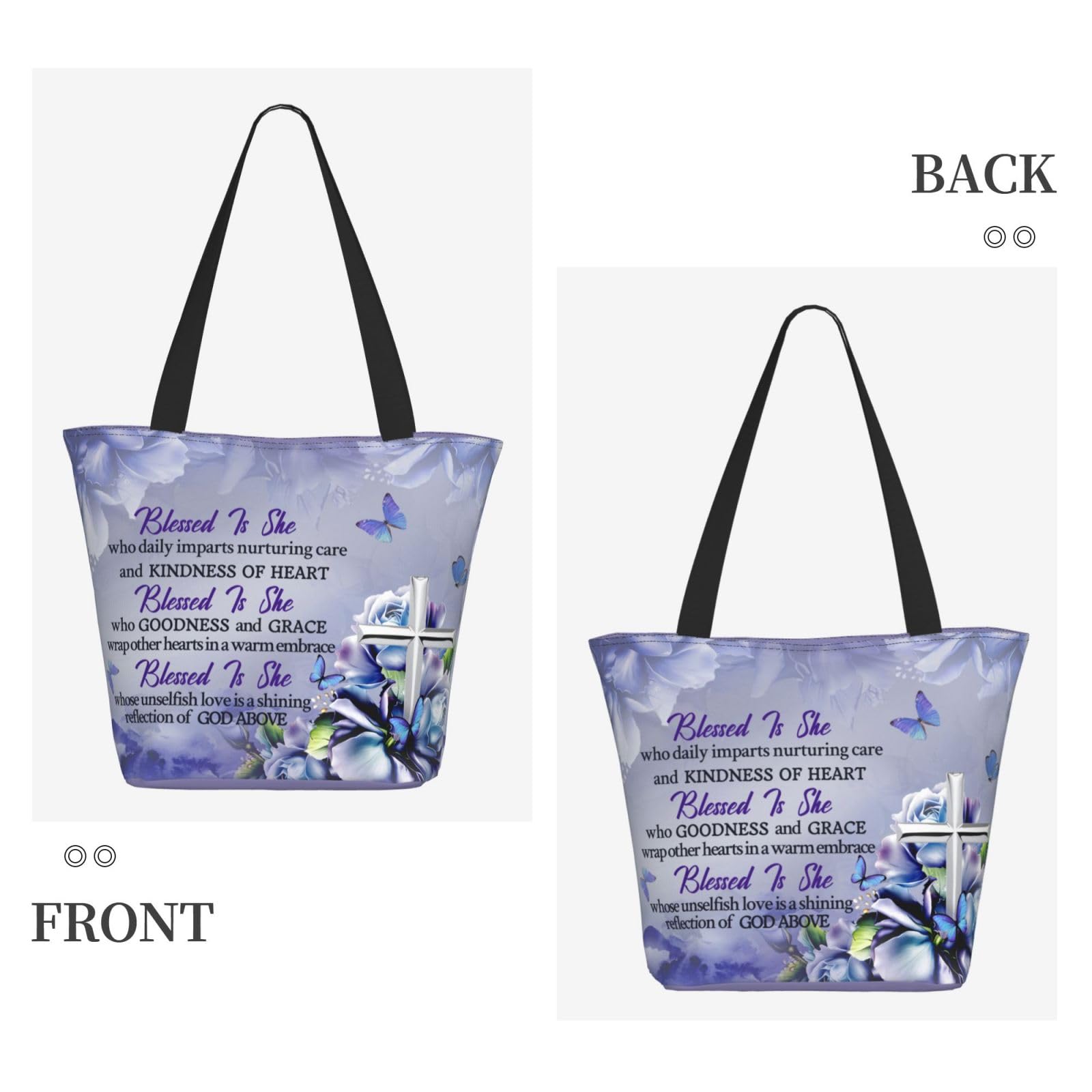 VelumVista Bible Tote Bag Christian Faith Grocery Bag Inspirational Church Bags With Zipper For Women Mothers Day Gifts