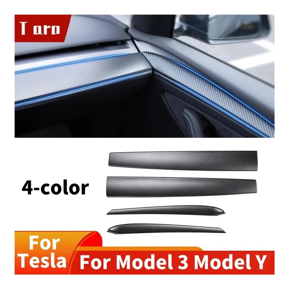Osłona deski rozdzielczej i panel wykończeniowy drzwi kompatybilny z modelem 3 Model Y 2019-2024 Akcesoria do wnętrza samochodu(For L6-black)