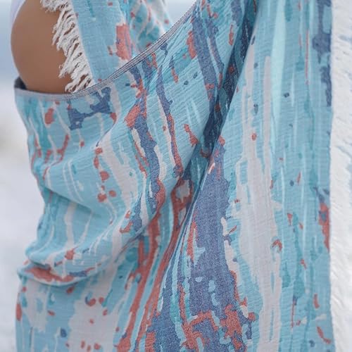 Miniatura 8 de BAGNO MILANO Toallas de playa de algodón turco orgánico, de secado rápido, suaves, de gran tamaño, para playa, yoga, spa, piscina (azul Vega, toalla