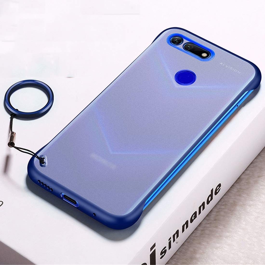 New Frosted Anti-skidding TPU Protective Case with Metal Ring for Huawei Honor View 20(Black) Yyq (Color : Blue)