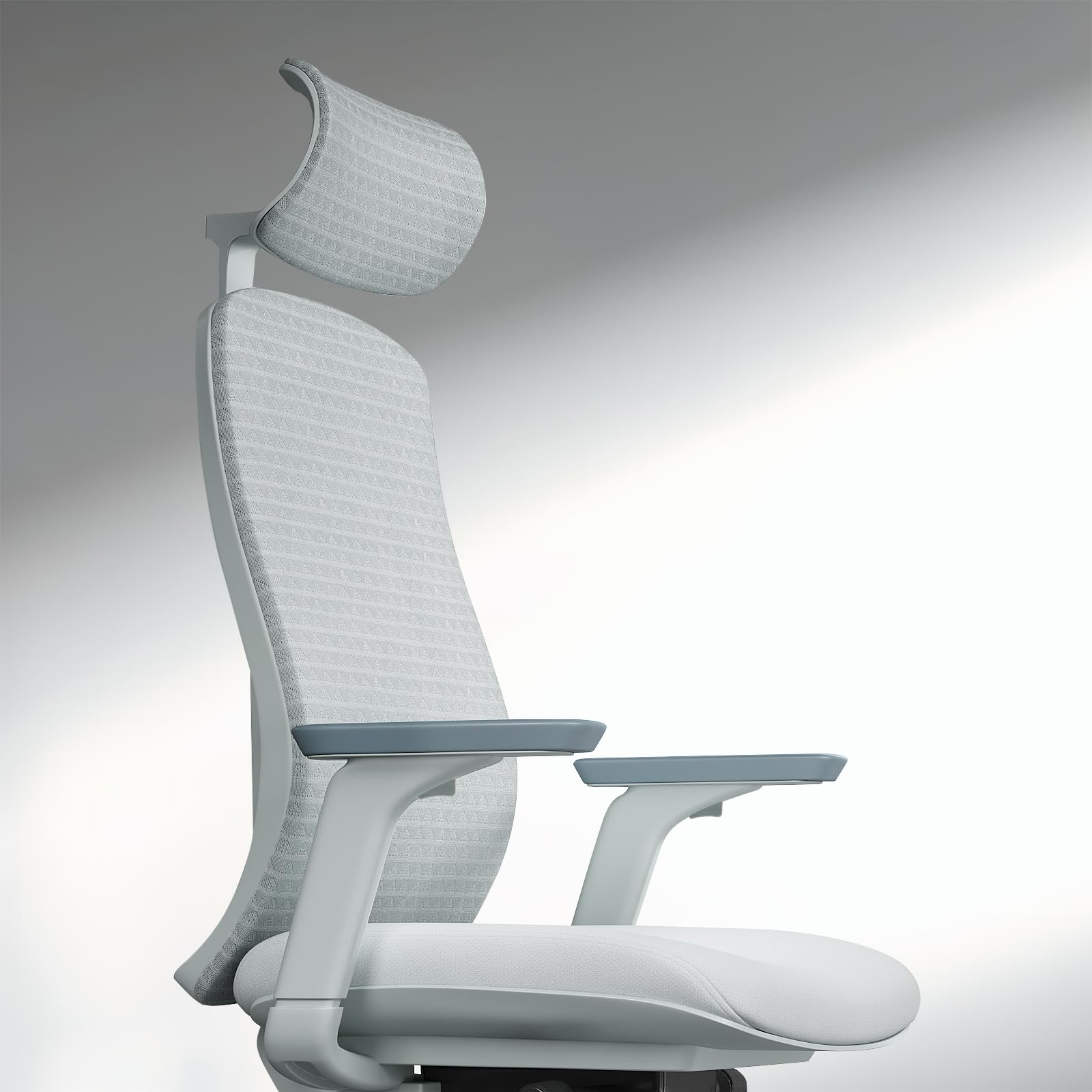Ergonomiczne krzesło biurowe z regulowanym zagłówkiem, podparcie lędźwiowe, podnoszony podłokietnik, obrotowe krzesło komputerowe do domu, nauki, pracy (szary)