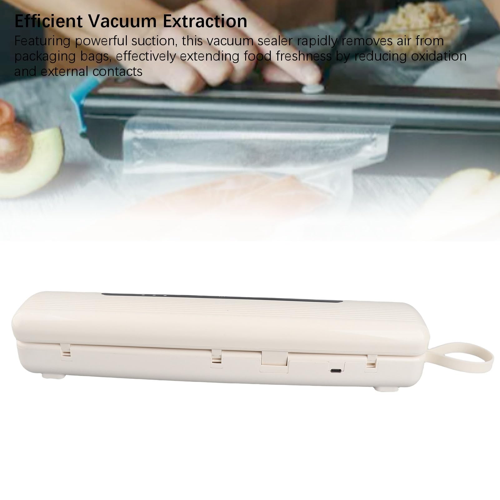 Máquina selladora al vacío completamente automática Sellador de envasado de alimentos eficiente y compacto con succión potente para cocina doméstica Uso comercial pequeño ABS