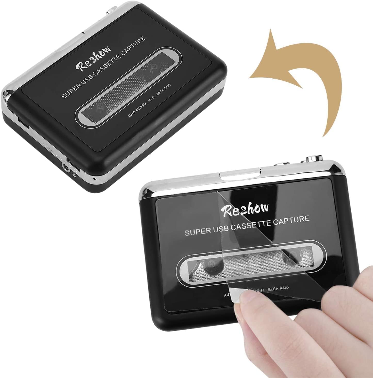 Reshow Przenośny Odtwarzacz Kaset Magnetofonowych, Nagrywanie Audio MP3 przez USB, Konwersja Kasety na MP3