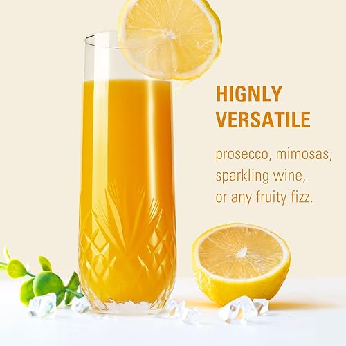 Miniatura 10 de SHOSHIN Juego de 4 copas de champán sin tallo, copas de champán cortadas a mano, 9.5 onzas, regalo hecho a mano para cumpleaños, boda, aniversario