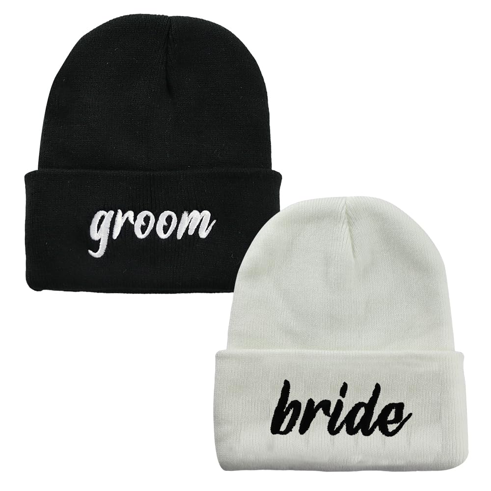 2 PCS Hubby and Wifey Beanie for Men Women, Acrylic Embroidered Couple Gifts Knit Cuff Beanies Hat