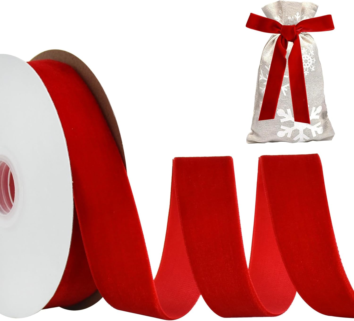 TONIFUL Red Velvet Ribbon 1 Inch x 10yds, Vintage Velvet