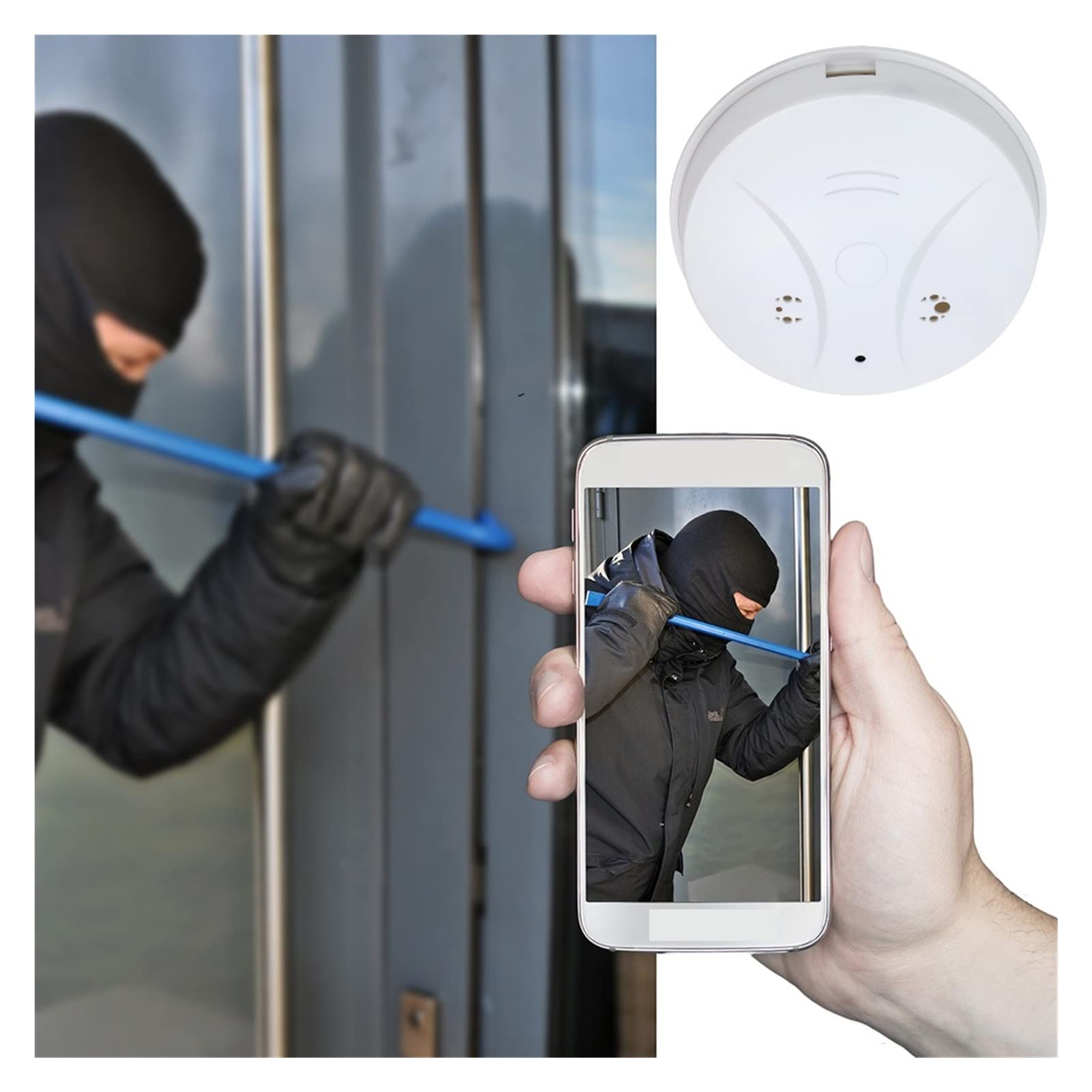 Detector de humo inalámbrico con alarma de humo Diseño de alarma de humo de cámaras de 1080p Mini Cámara inalámbrica Acción Video Video Micro Cam Night Home Security Recorder Soporte TF Tarjeta ( Colo