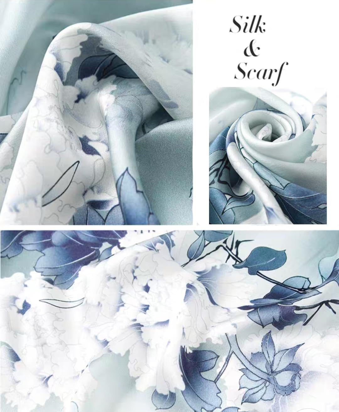 ANDANTINO 100% Mulberry Silk Long Scarf for Women Large Shawls for Headscarf and Neck- Oblong Hair Wraps with Gift Packed - Image 5