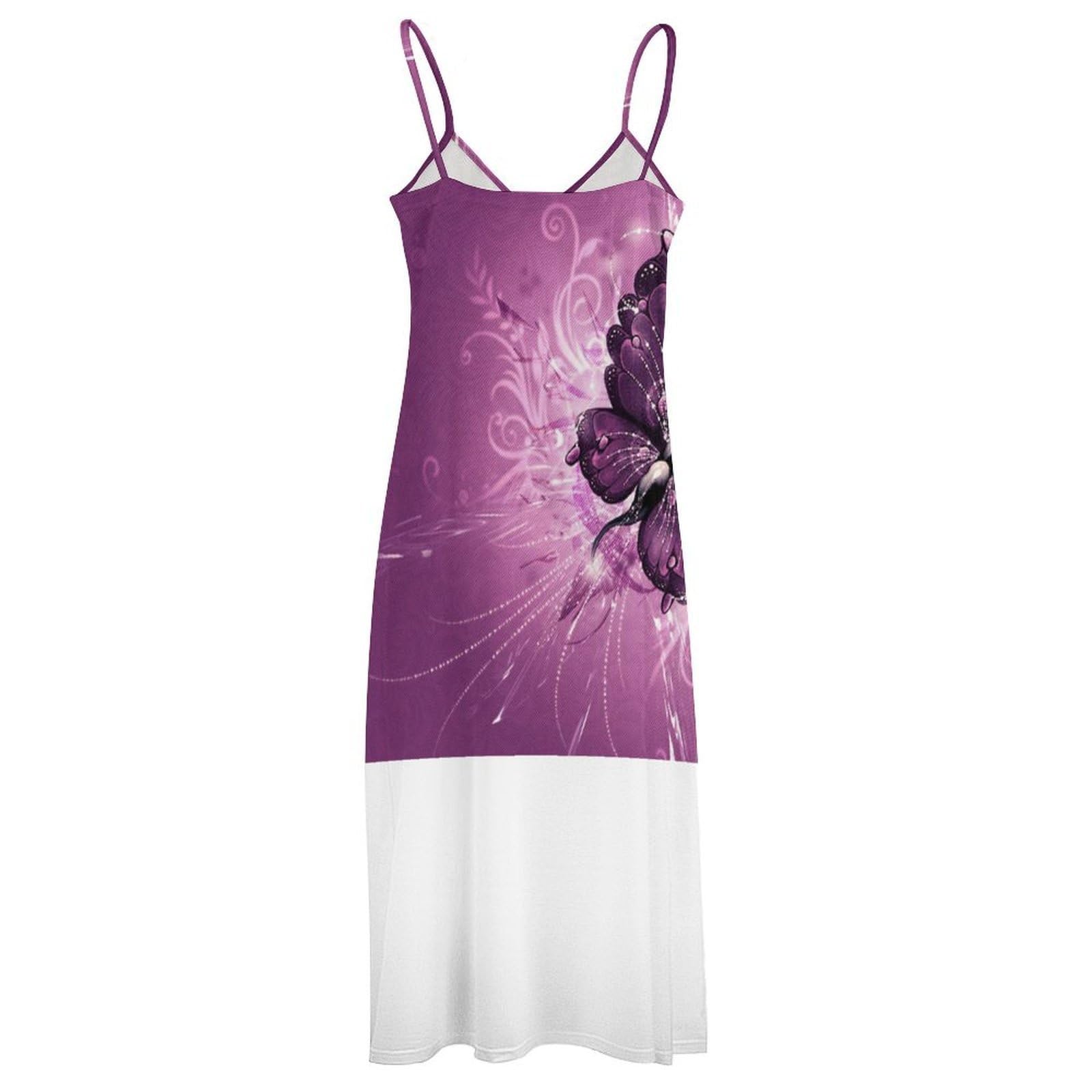 Vestido largo de verano para mujer, vestido de verano con cuello en V, tirantes delgados, vestido de playa