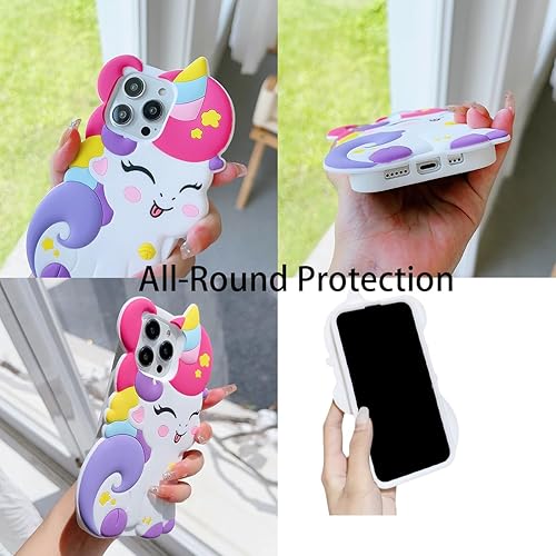 Miniatura 5 de Funda suave de unicornio 3D para iPhone 12iPhone 12 Pro de 6.1 pulgadas, funda de silicona suave para iPhone 1212 Pro Unicorn Horse Shape para