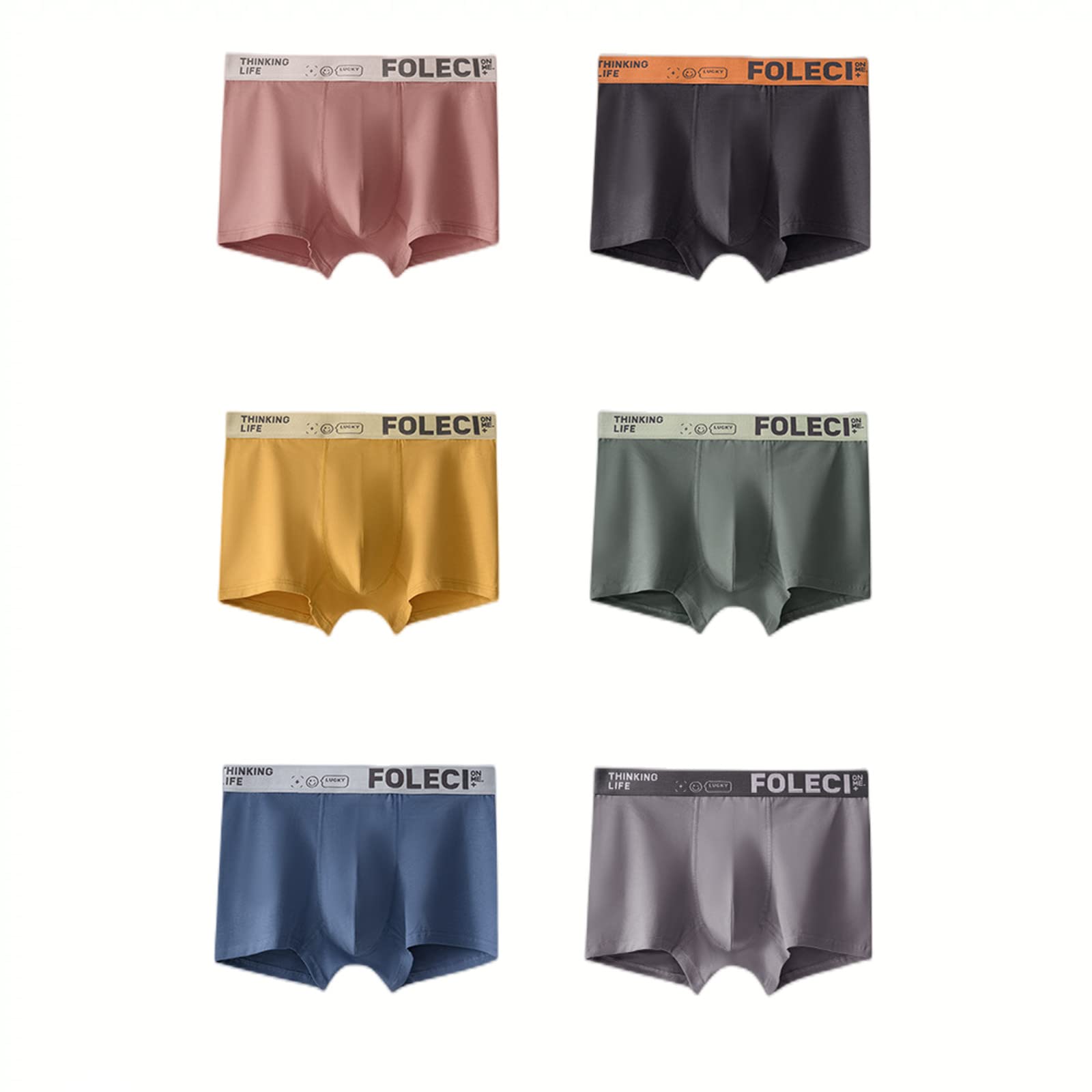 Boxer da Uomo 6Pcs Mens Cotone Vita Intimo di Tendenza personalità Tinta Unita Confortevole Giovane Boyshort