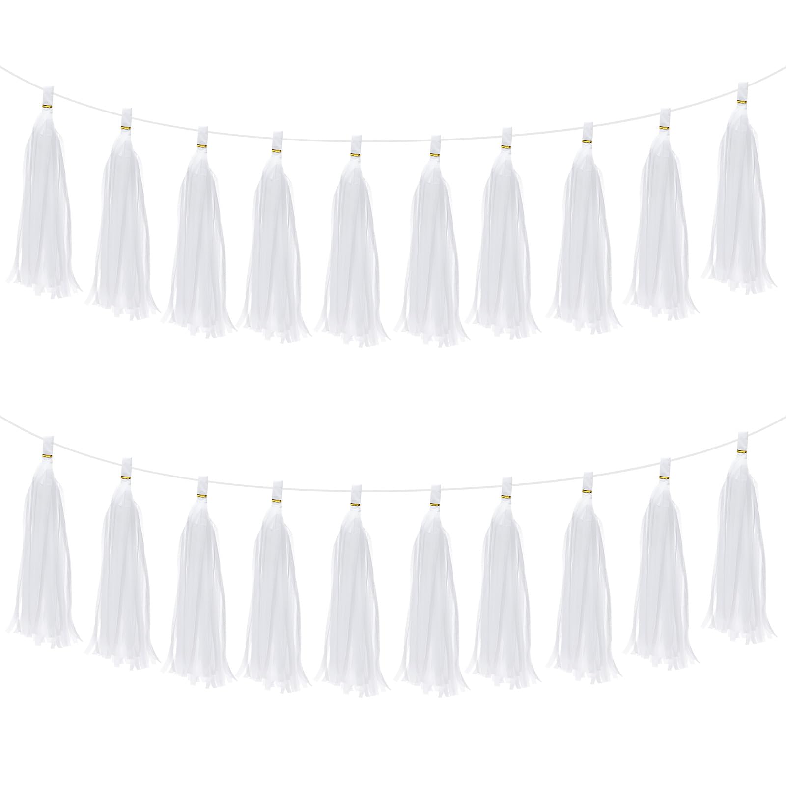 M METERXITY 20-Pack Tassel Garland Banner with Rope Tissue Paper 13.8 Inch Tassel Garland Decor Tassels Banner for Anniversary/Wedding Birthday/Party/