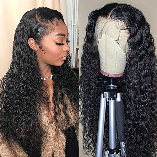 Water Wave Lace Front Wigs Human Hair Pre Plucked 150% Density Brazilian 13x4 Lace Human Hair Wigs for Black Women (24 Inch)…