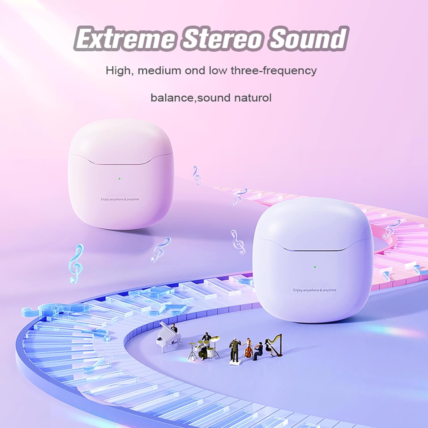 TWS-19 Wireless Bluetooth 5.3 In-Ear Headphones for Kids, Pink, Waterproof, School & Gym, 5H Battery Life - Image 4