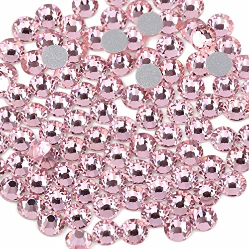 Image of Beadsland Flat Back Crystal Rhinestones, Light Pink, SS30, 576pcs | Flatback Glass Gems, 6.3-6.5mm, for Nail Art Craft, Glue Fix,Light Rose