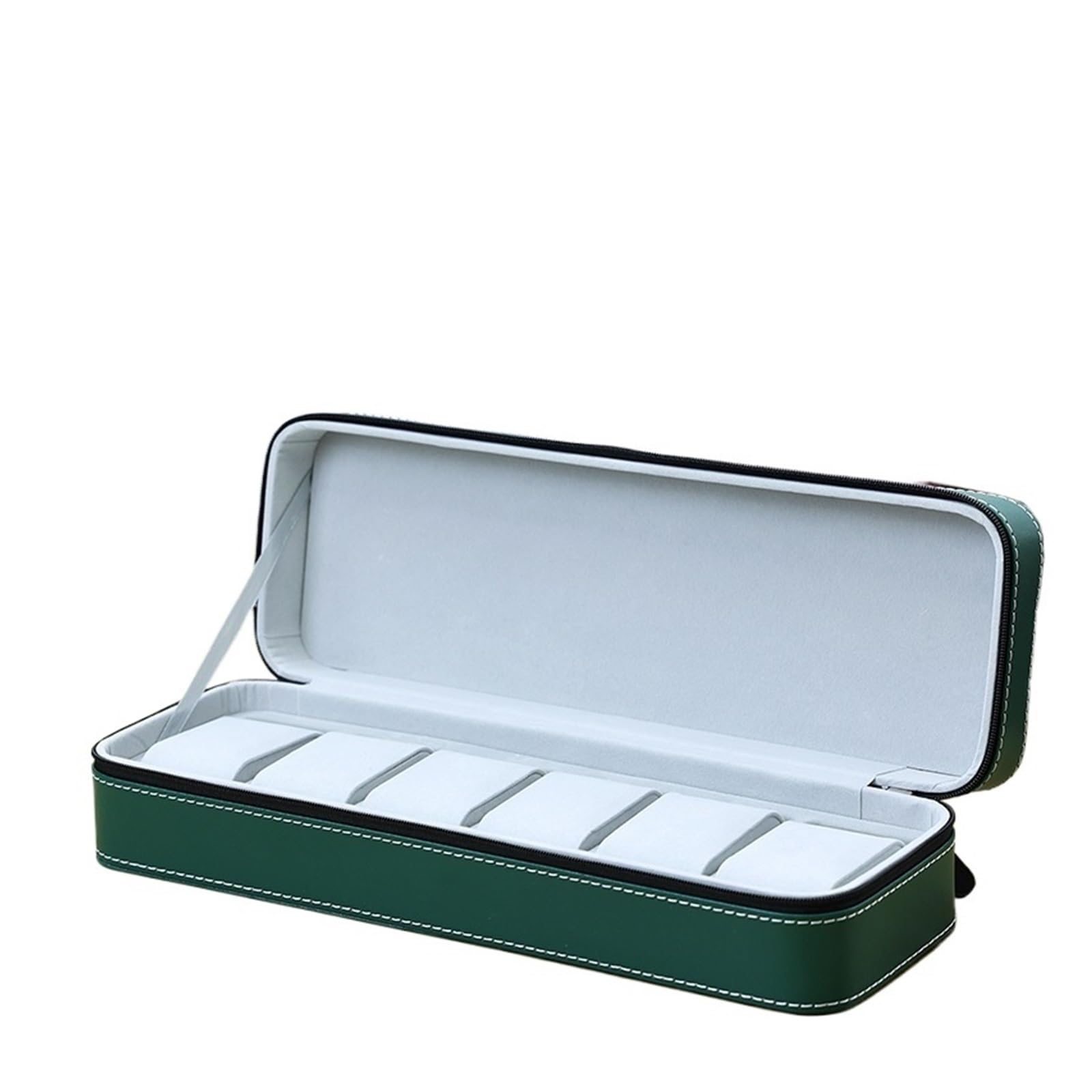 FVDZRFIE Watch Box 6/10/12 Girds Portable Watch Storage Boxes Organizer with Zipper Multifunctional Watch Display Box(Green 6 grids)