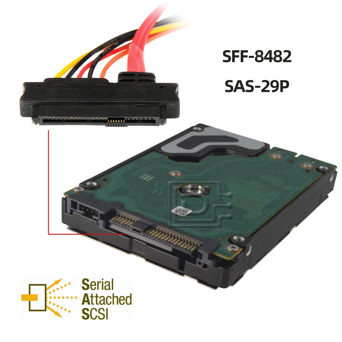 Amazon.com: CY SAS Cable SFF-8482 SAS 29 Pin to 29Pin Male to