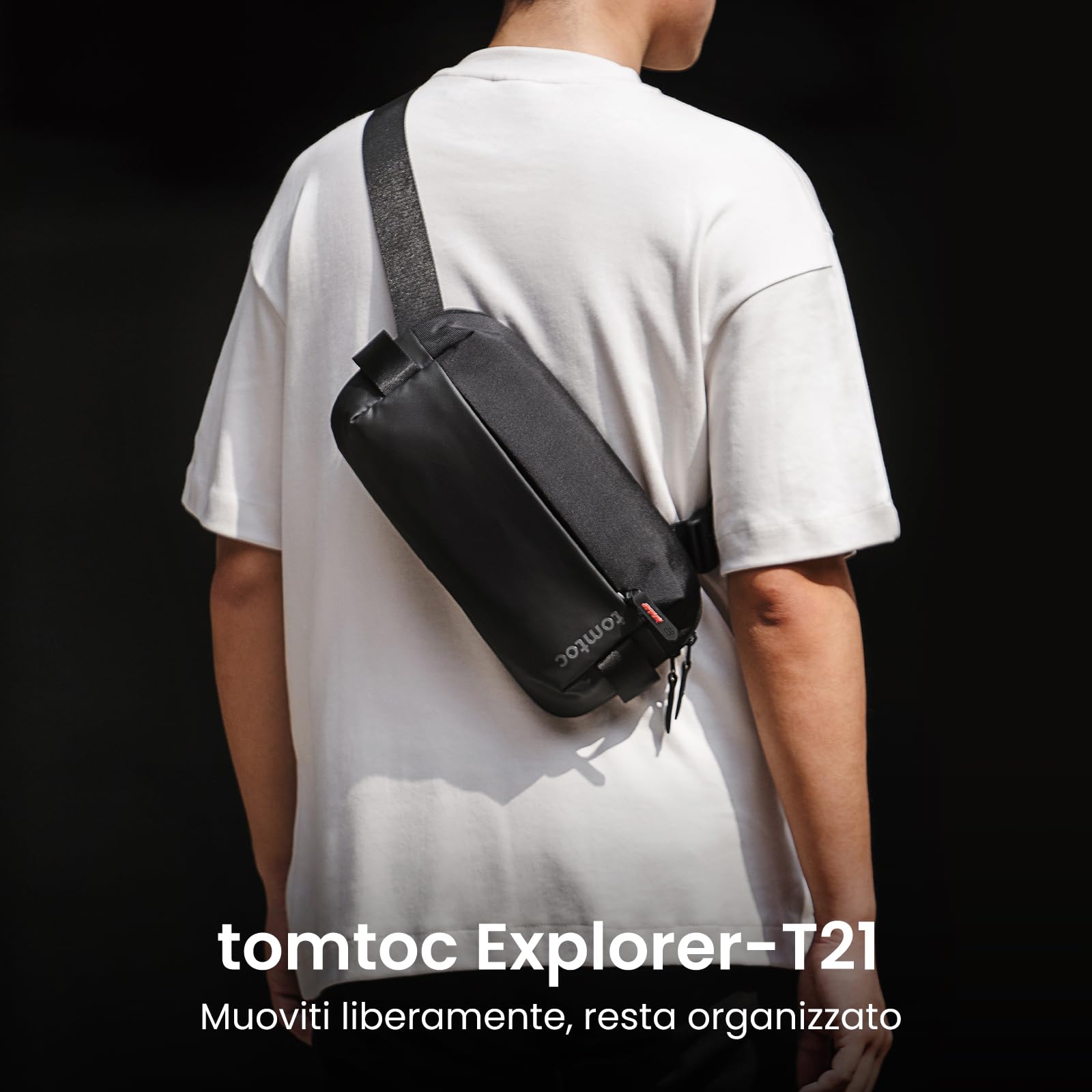 tomtoc EDC Sling Bag, Multifunzione Crossbody Borsa a Spalla Uomo Antifurto Impermeabile, Borsa a Tracolla Leggera per il Lavoro Trasporto Quotidiano, Viaggi, per iPad mini 7, 2025 Nuovi Switch 2