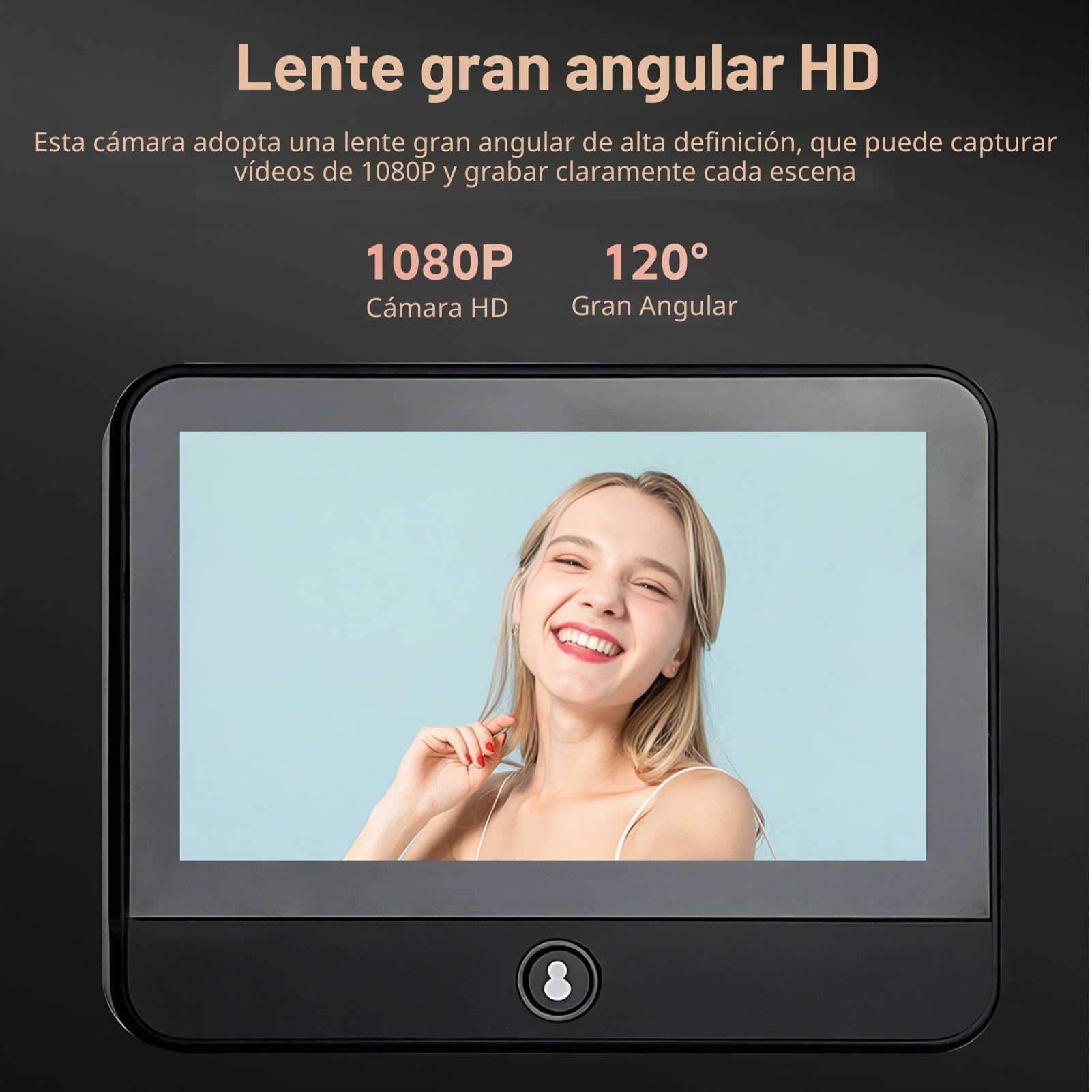 Visor de Puerta, Cámara de Mirilla de Puerta HD 1080P con Pantalla de 4,3 Pulgadas, Cámara IP con Orificio para Ojo de Puerta WiFi de 3MP, Cámara de Seguridad con Visor de Ojo de