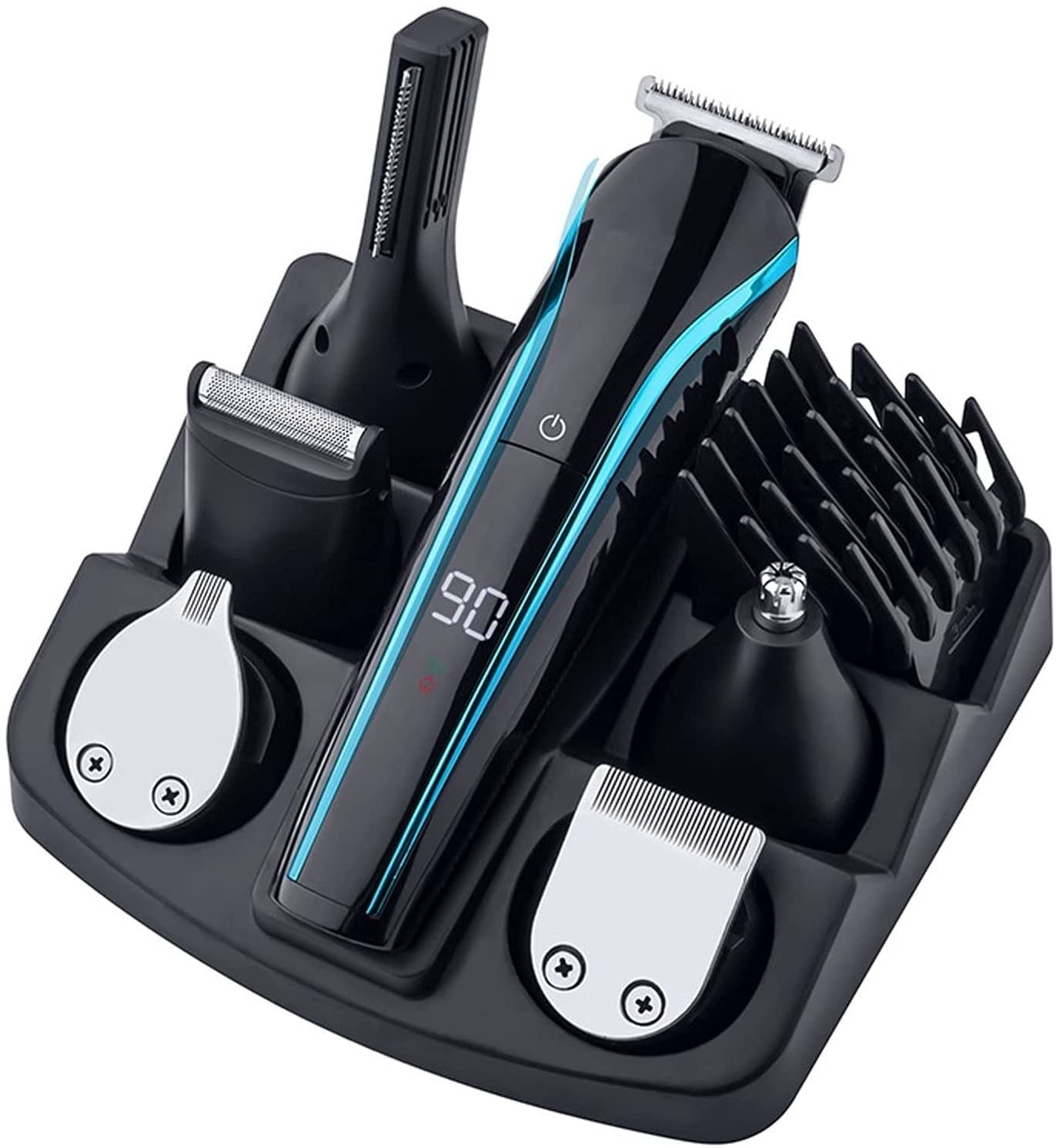 Cortapelos para hombres, cortapelos inalámbricos profesionales, kit de aseo profesional para afeitado de barba, limpieza de nariz y corte facial.